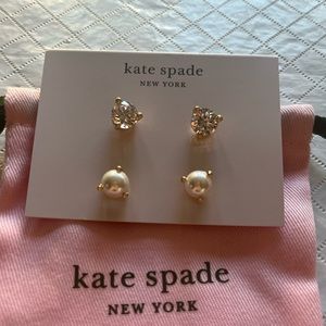 Kate Spade Diamond and Pearl Earrings Set NWT